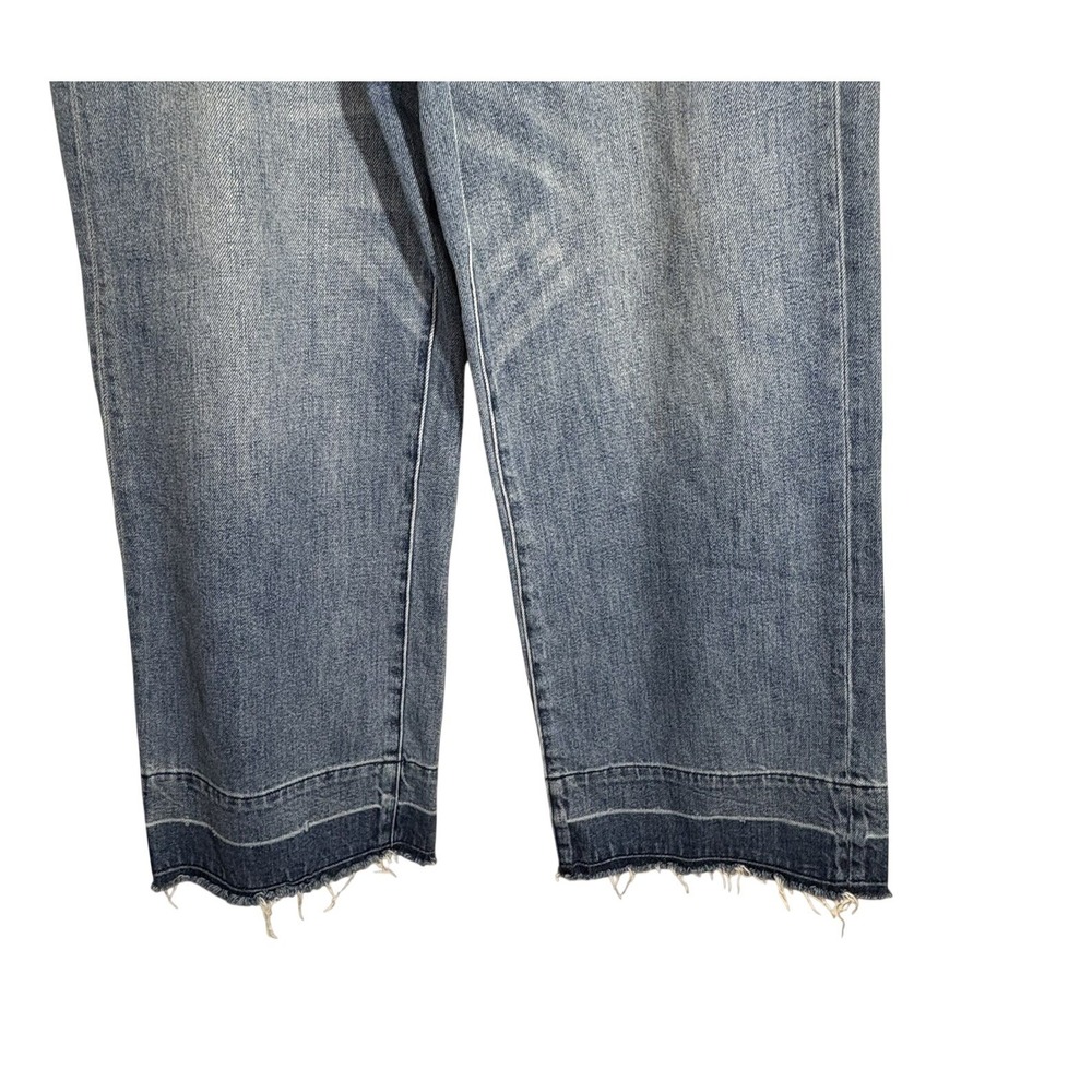 GAP Classic Blue Women 27 High Rise Wide-Leg Jeans 100% Cotton Boho Frayed Hem - Picture 3 of 7